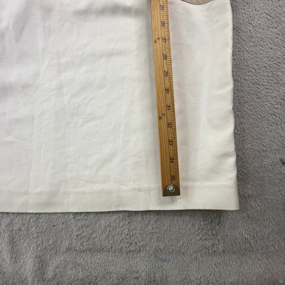 NWT Sharagano Womens White Tan Belted Zip Front Sleeveless Sheath Dress Size 16 - Picture 8 of 14